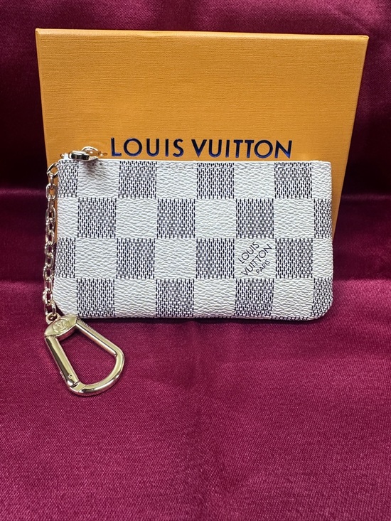Louis Vuitton Accessories - Louis Vuitton Damier Azur Key Pouch - White & Gray Checkerboard